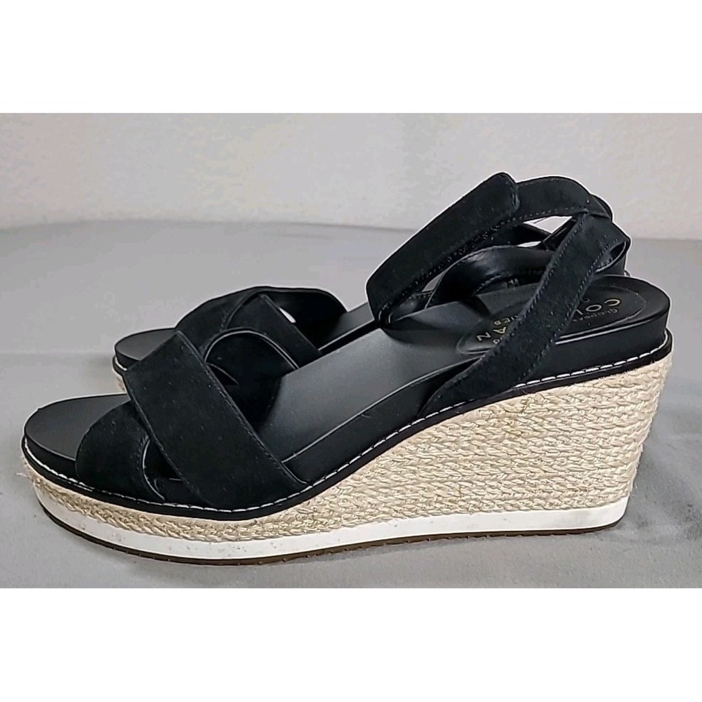 Cole Haan Cloudfeel Grandseries Black Suede Espadrille Wedge Sandals Womens 8.5 - Picture 5 of 8